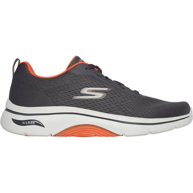 Skechers Mens Charcoal & Orange Go Walk Arch Fit 2.0 Trainers
