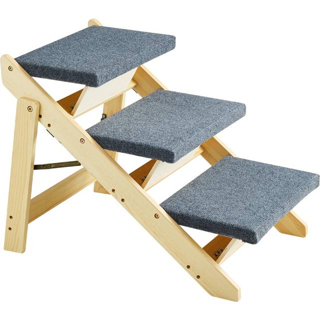 VEVOR Wood Pet Stairs/Pet Steps, 2-in-1 Foldable Wooden Dog Stair for Beds, Sofa and Cars, Dog Stairs & Ramp with 3 Steps for Small Medium Large Pet,