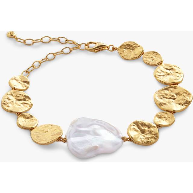 Monica Vinader Capri Gold Vermeil Keshi Pearl Disc Bracelet