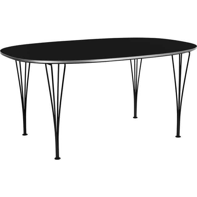 Fritz Hansen - B617 Superellips, 130x300 cm, Laminat, Svart, Svart pulverlack - Matbord - Arne Jacobsen,Bruno Mathsson,Piet Hein - Svart - Metall/Trä