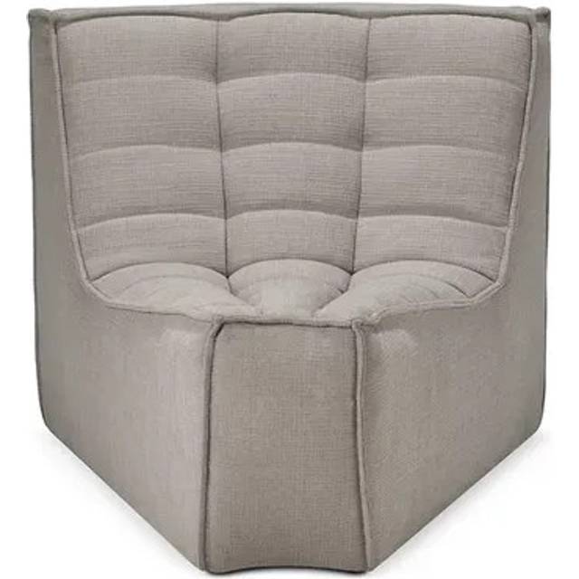 Ethnicraft - N701 Sofa - Graphite Eco Fabric - 45° Round Corner 83 x 99 x 76 - Modulsoffor &amp; Hörnsoffor - Jacques Deneef - Träfärgad - Textilmaterial