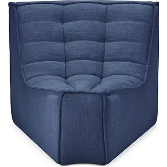 Ethnicraft - N701 Sofa - Blue Fabric - 45° Round Corner 83 x 99 x 76 - Modulsoffor &amp; Hörnsoffor - Jacques Deneef - Träfärgad - Textilmaterial