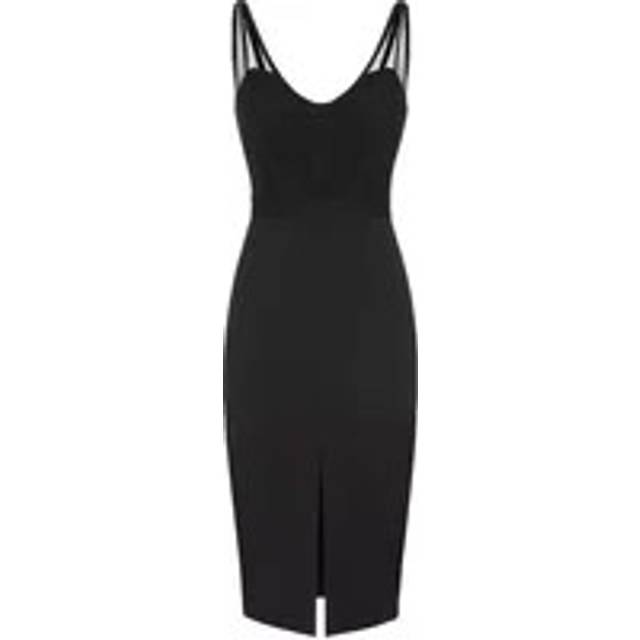 Elisabetta Franchi, Midi Dresses, female, Black, S, Black Midi Dress with Stretch Tulle