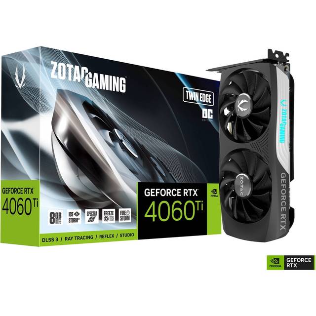 ZOTAC GAMING GeForce RTX 4060Ti Twin Edge - Grafikkort - GeForce RTX 4060 Ti - 8 GB GDDR6 - PCIe 4.0 x8 - HDMI, 3 x DisplayPort