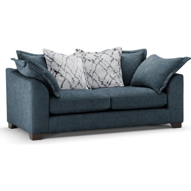 Navy Fabric Sofas - 3 Seater Pillow Back Sofa - Dewsbury Range - Oak Furnitureland