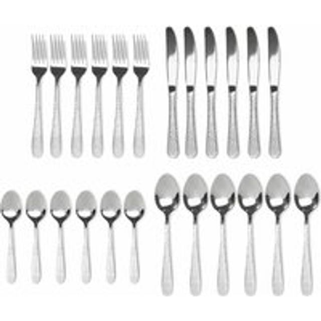 Sabichi 24 Piece Hammered Cutlery Set - Silver