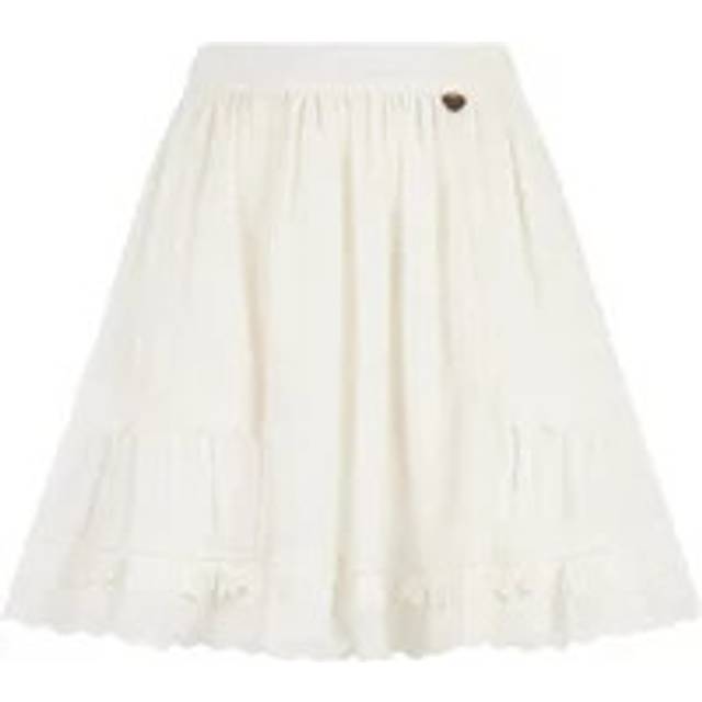 Twinset, Kjol, Dam, XS, Bomull, Vit ängd Kjol med Spetsbroderi - white (XS)