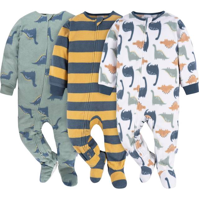 Gerber Baby Boy's Flame Resistant Fleece Footed Pajamas 3-Pack  Dinos