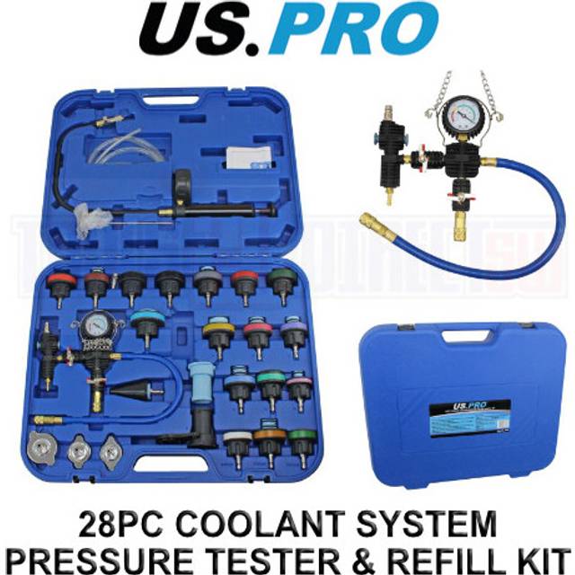 US PRO Tools 28pc Coolant Radiator System Pressure Tester Kit, Refill Kit Purge 5259