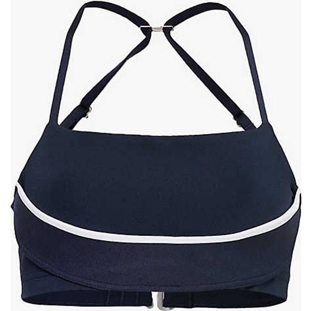 Nike X Jacquemus Womens Dark Obsidian White Adjustable Straps Contrast Piping Stretch-woven Sport Bra M - DARK OBSIDIAN WHITE