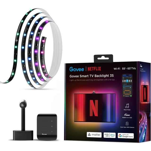 Govee - TV Bakgrundsbelysning 3 Lite (55–65 tum) - Netflix Edition – Förbättra Din Tittarupplevelse