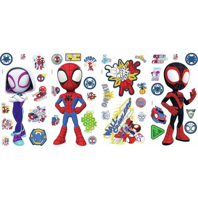 RMK4925SCS Stickers repositionnables Spidey et SES amis fantastiques Repositionable Adhesive, Rouge, Jaune, Bleu, Vert, Orange, Violet