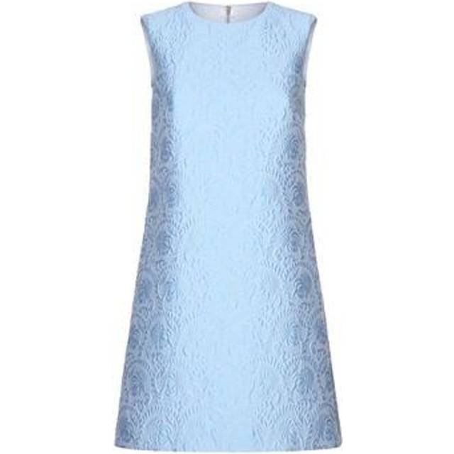Dolce & Gabbana Short Floral Quilted Jacquard A-line Dress - Woman Dresses Azure 42