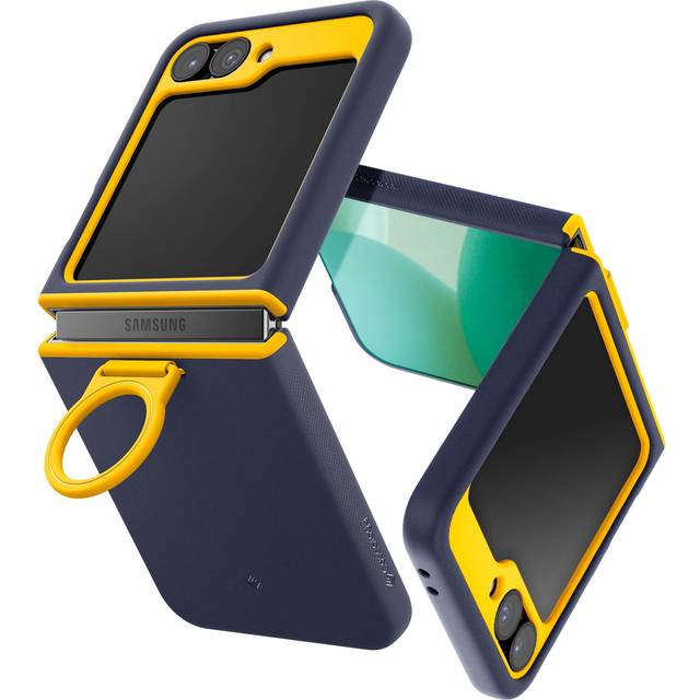 Caseology Nano Pop för Samsung Galaxy Z Flip 6 Fodral [Finger Ring Grip] [TPU + PC Dual Structure] [Air Space Tech Protection] med Side Dual Dot Grip Telefonfodral För Z Flip 6 - Prune Charcoal