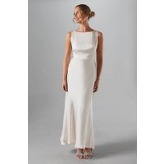 Sleeveless Satin Bridesmaid Dress - Champagne - 14