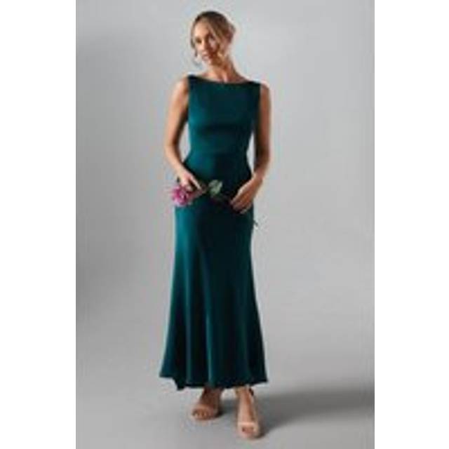 Coast womens maxi dress emerald short sleeve satin wedding long flattering