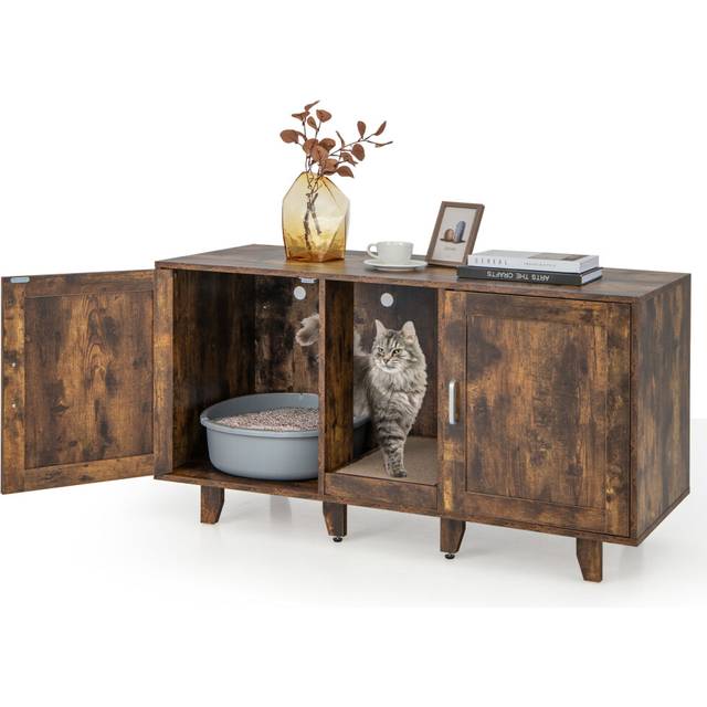 Large Cat Litter Box Enclosure Furniture Wooden Kitty Hidden Washroom