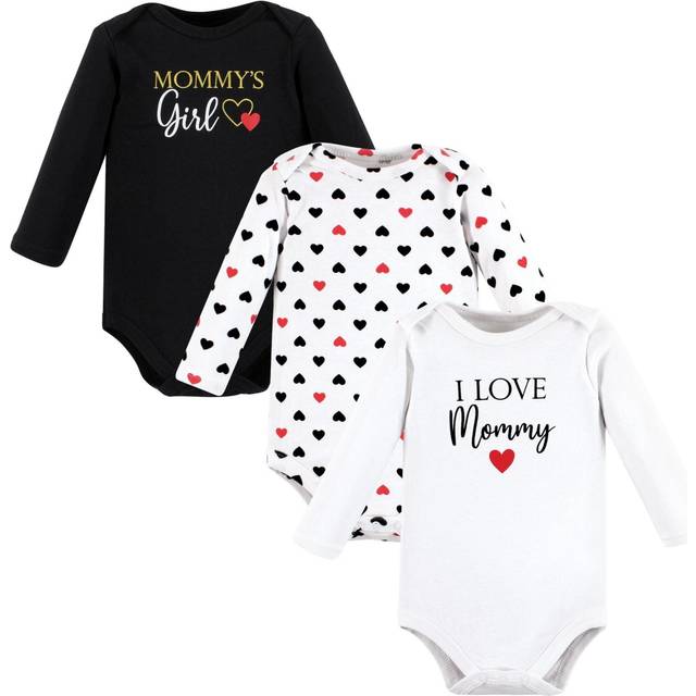 Hudson Baby Unisex Baby Cotton Long-Sleeve Bodysuits  Girl Mommy Red Black  0-3 Months