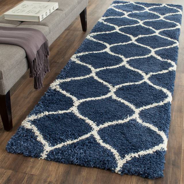 Atencio Power Loom Navy/Ivory Rug (Rectangle 79 x 244cm)