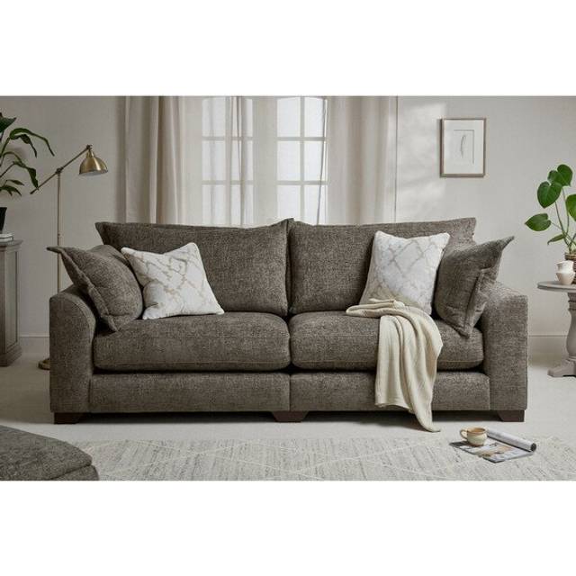 Mocha Fabric Sofas - 4 Seater Sofa - Dewsbury Range - Oak Furnitureland