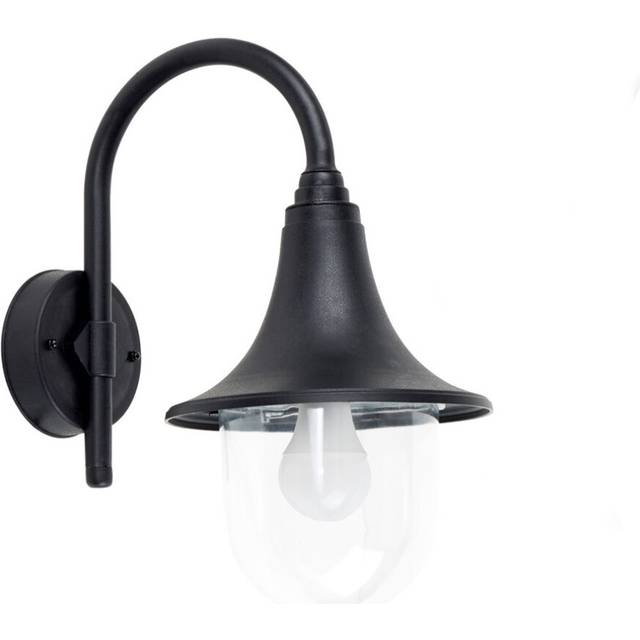 Bramhall Modern IP44 Outdoor Black Fishermans Style Wall Light Lamp - with 1 x 4w es E27 led Candle Bulb