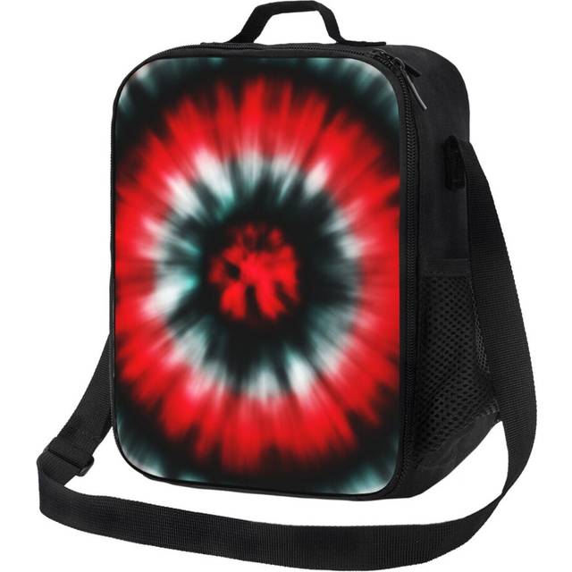 Kids Lunch Bag Black White Red Tie Dye Sublimation Insulated Tote Box for Girls Boys Back to School