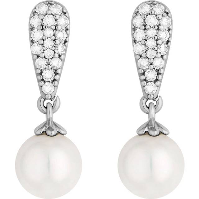 Jon Richard Rhodium Plated Teardrop Pearl Drop Earrings