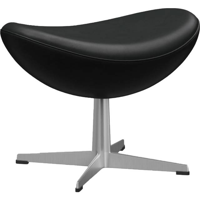 Fritz Hansen - 3127 Ägget Fotpall Läder Grace, Black - Fotpallar - Arne Jacobsen - Svart - Läder/Metall/Syntetiskt