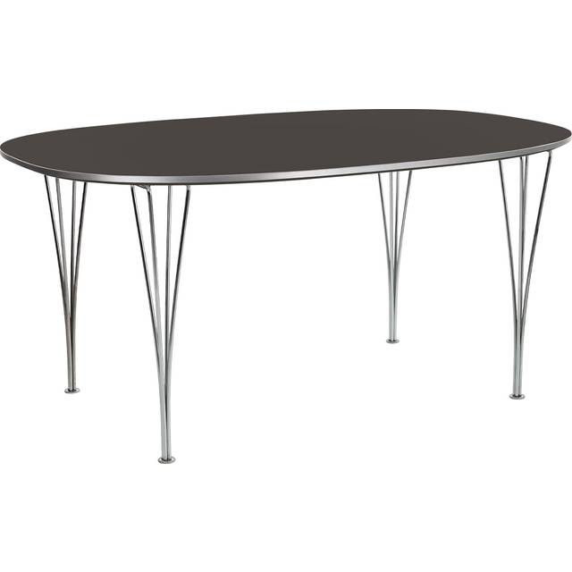 Fritz Hansen - B614 Superellips 120 x 240 cm Laminat - Grå/Krom - Matbord - Arne Jacobsen,Bruno Mathsson,Piet Hein - Grå - Metall/Trä