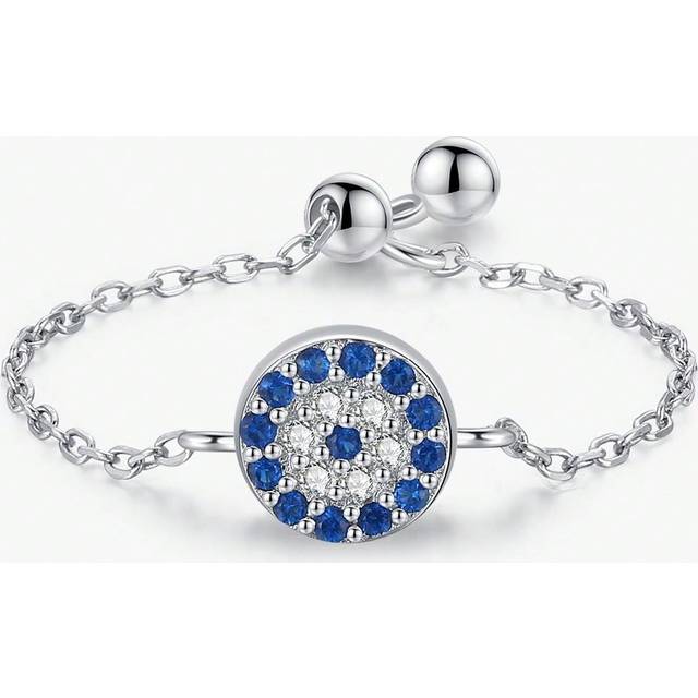 MODIAN 925 Sterling Silver Blue Eyes Ring For Women Adjustable Link Chain Fashion Ring Fine Jewelry Birthday Gifts Anel
