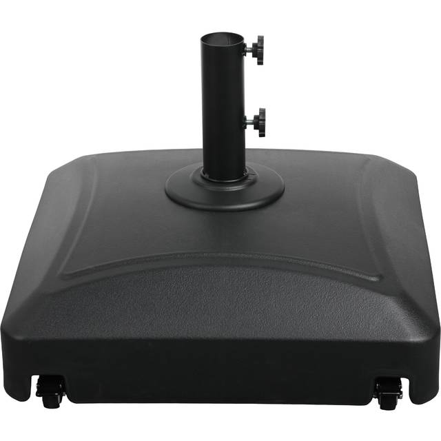 Simple Deluxe 125lb Capacity Fillable Mobile Patio Umbrella Base Heavy Duty Square Market Stand for Outdoor with 4 Locks  2 Knob