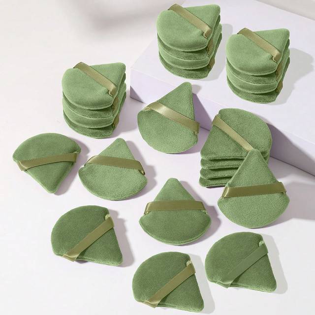 SHEIN 24pcs/15pcs/8pcs/5pcs Triangle Shaped Sponge Puff For Loose Powder Setting And Blending, Soft And Gentle For Face And Body, Velvet Smooth Makeup Spong