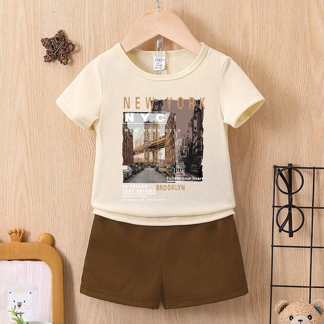SHEIN 2pcs Baby Boy Casual Everyday Basic Outfit Set, Spring/Summer Suitable For Outdoor Activities