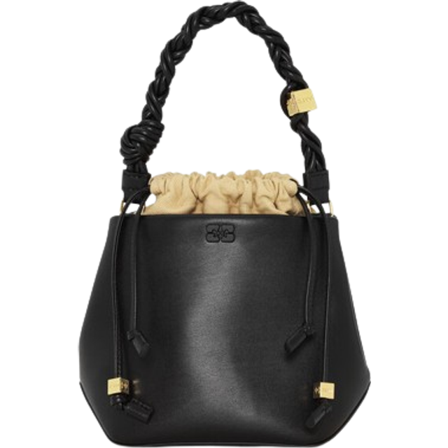 Ganni Black Bou Recycled-leather Blend Top-handle Bag - BLACK
