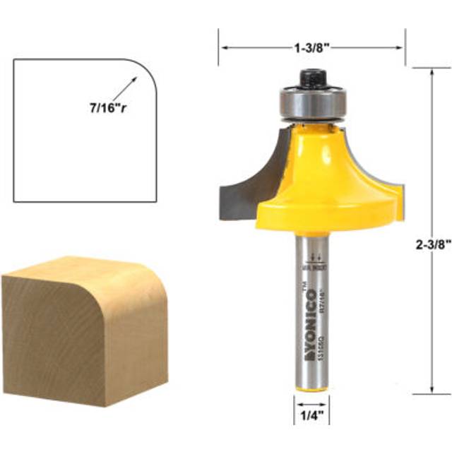 YONICO 13165q 7/16-Inch Radius Round Over Edge Forming Router Bit 1/4-Inch Shank