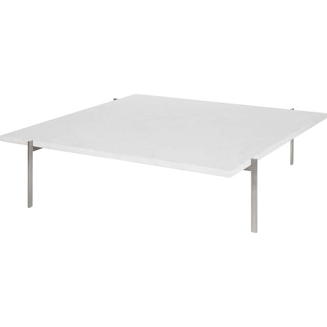 Fritz Hansen - PK61A, Vit, Valsad marmor - Soffbord - Poul Kjærholm - Vit - Metall/Sten
