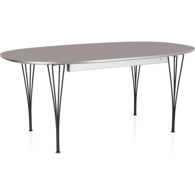 Fritz Hansen - Superellips Utdragbart B620 – 170–270x100 cm Grey Efeso/Black - Matbord - Bruno Mathsson - Grå - Metall/Trä