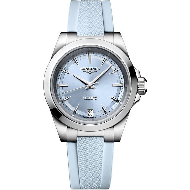 Longines Conquest 34mm Blue Rubber Strap Automatic Ladies Watch