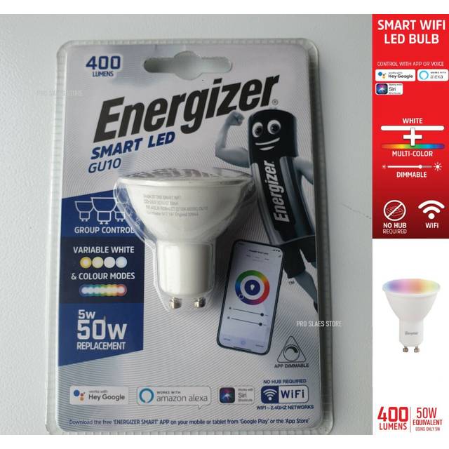 Energizer smart gu10 5w led-colour changing bulb alexa google siri wifi control