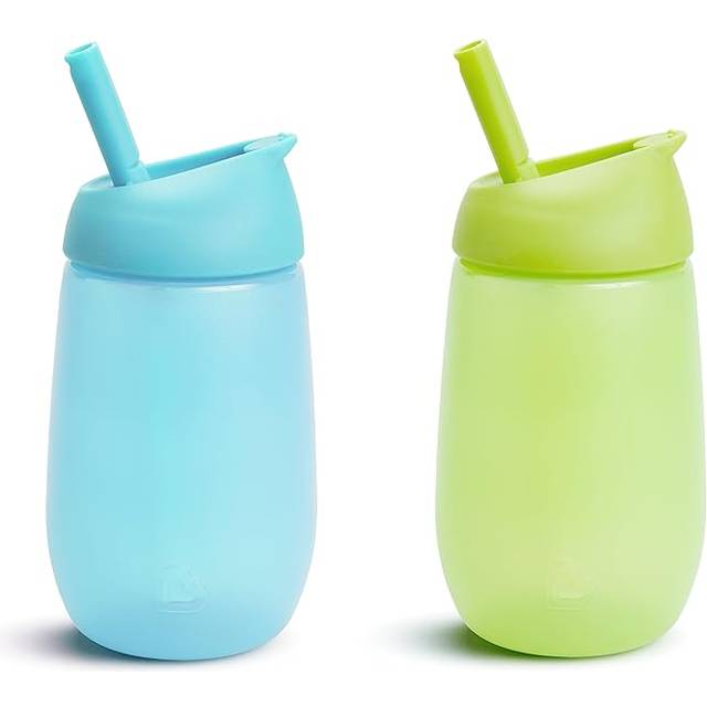 Munchkin Simple Clean Straw Cup, 10oz/296ml, 2 Pack, Blue/Green