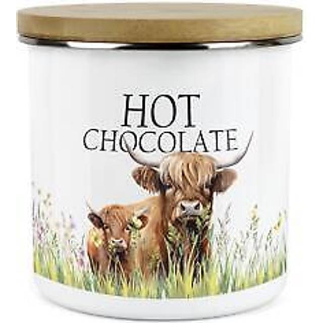 Highland cow & calf kitchen hot chocolate storage canister
