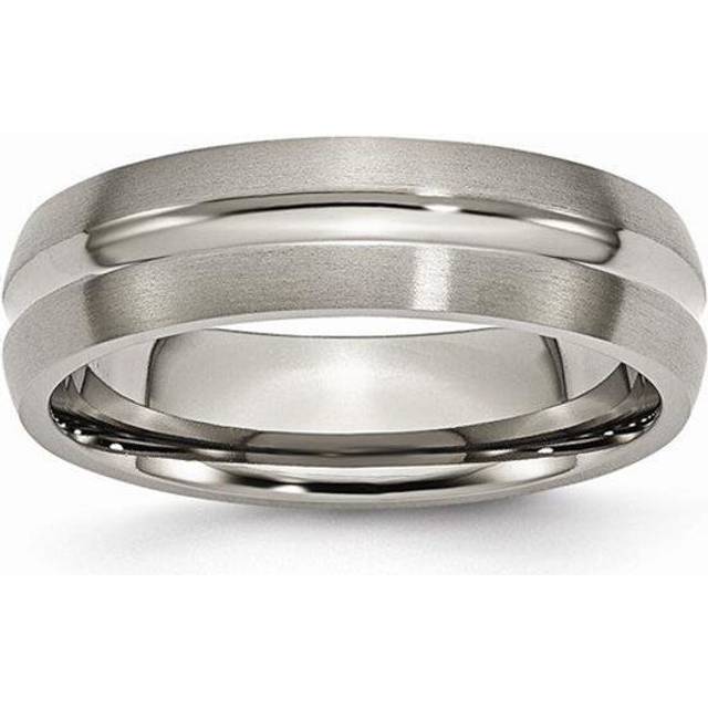 Bridal TB50-8.5 6 mm Titanium Grooved Brushed & Polished Band - Size 8.5 - Silver
