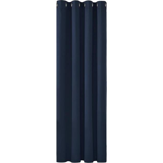"Thermal Insulated Curtain Eyelet Blackout Curtain Lining Single Curtain for Door 52""x 54"" Navy Blue 1 PANEL"