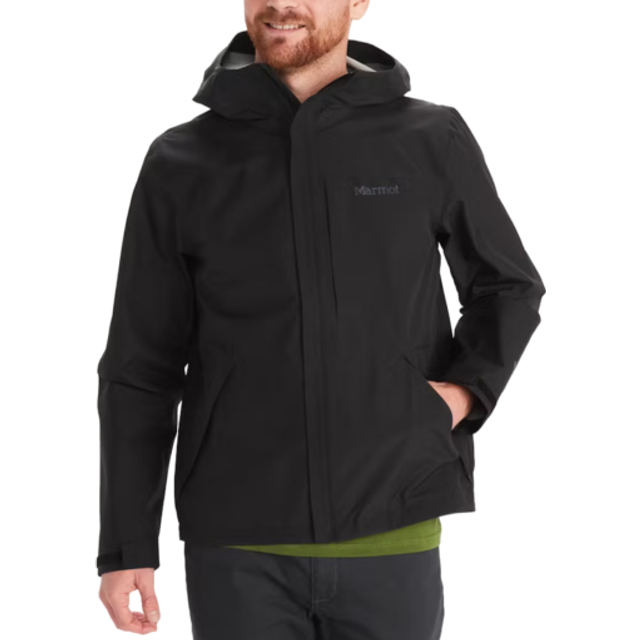 Marmot Män Minimalist Jacket, Vatten- och vindtät Gore-Tex regnjacka, andningsaktiv och idealisk för cykling samt som vår- och höstjacka, Black, S