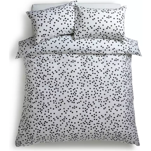 Habitat Cotton Dot Penny White & Black Bedding Set - Double