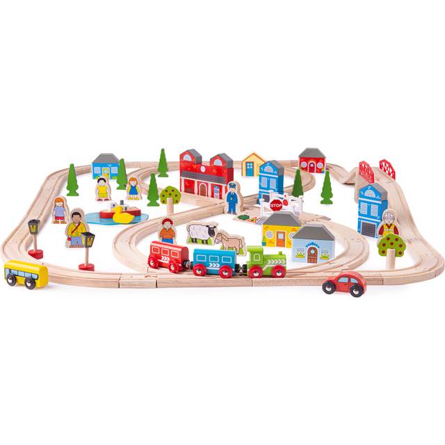 Bigjigs Toys Bigjigs Rail Wooden Town And Country Train Set, Multi