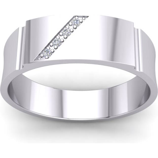 (Y) Jewelco London Mens Platinum Plated Sterling Silver Rectangular ID Bar Diagonal Signet Ring - GVR930