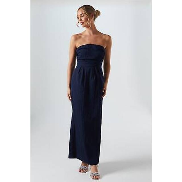 Bandeau Taffetta Bridesmaid Maxi Dress - Navy - 18