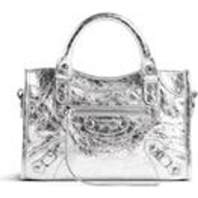 Balenciaga Silver/ Metallic Le City Mini Leather Top-handle Bag