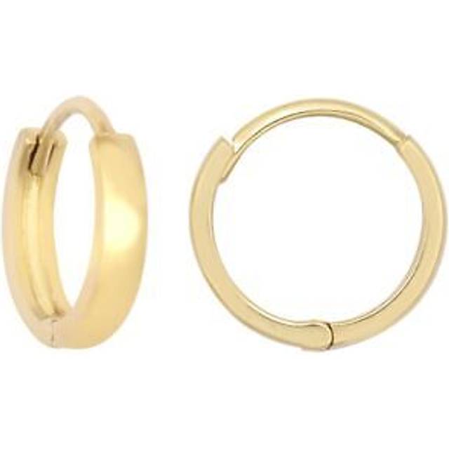 Jewelco London Ladies Solid 9ct Yellow Gold Domed Polished Huggie Hoop Earrings, 10mm - JER809